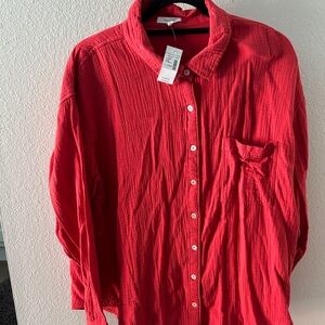 Maurices Vibrant Red Casual Button-Down Shirt. XL